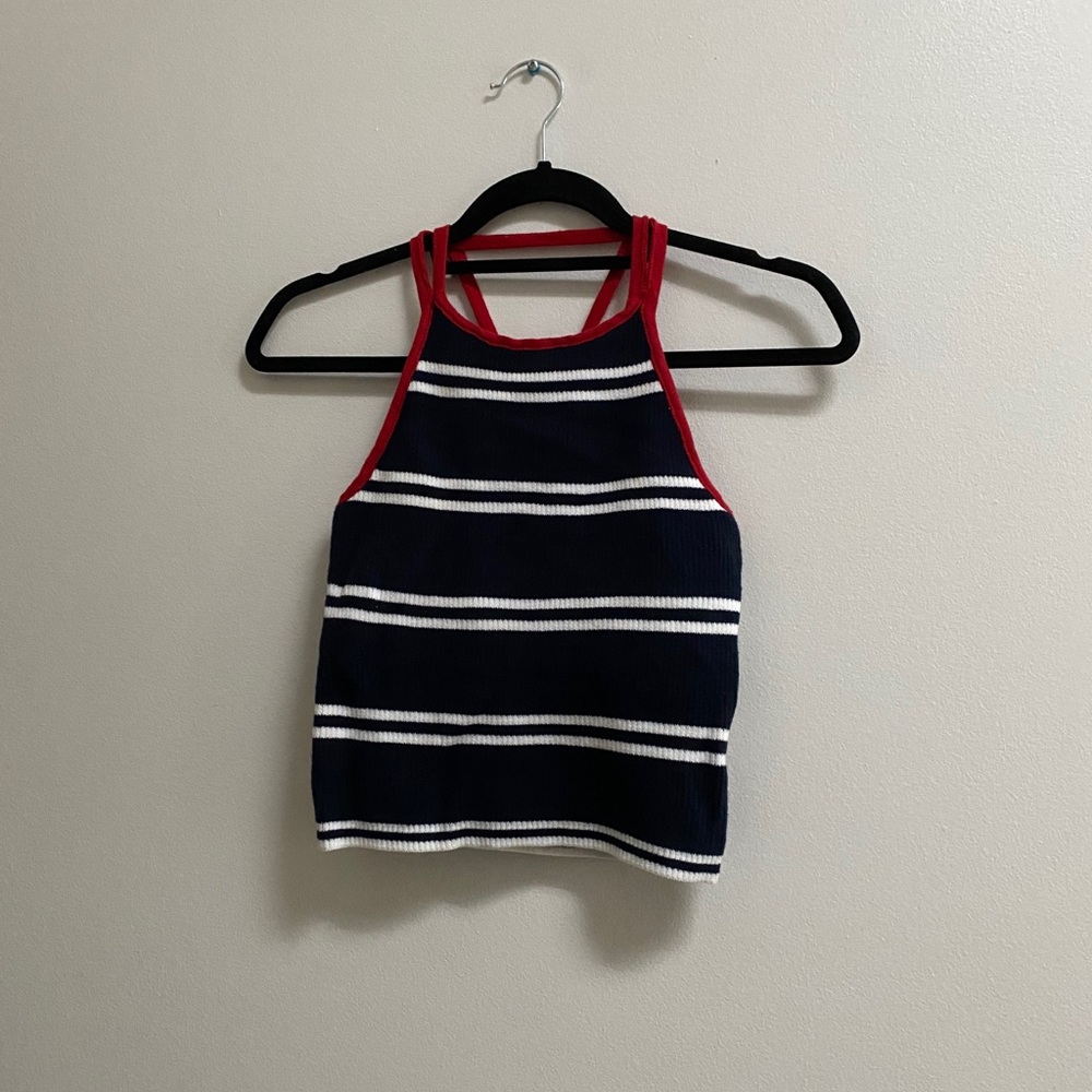 Hollister Striped Rib Knit Crop Top Halter Tank S